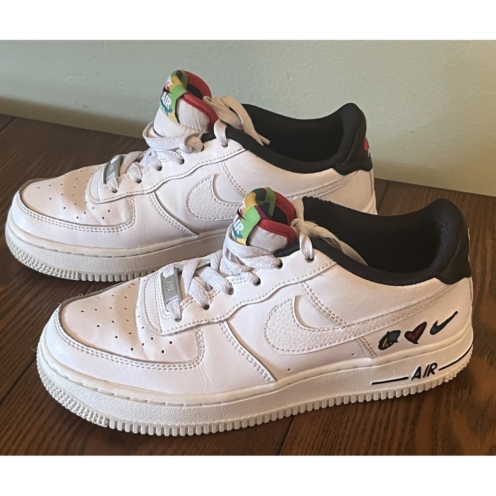 NikeAir Force 1 '07 LV8 3 Peace Love Swoosh White Size 4Y/5.5 Women's DM8154-100